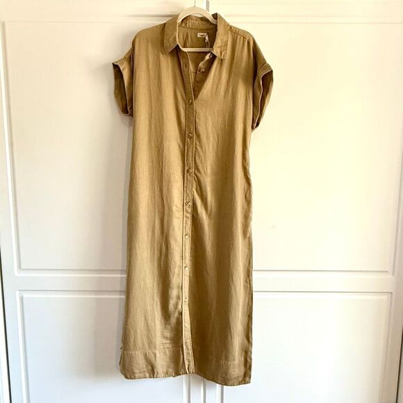 NWT faherty “Arlie” short sleeve shirt dress in Tan. Size M - Picture 13 of 13